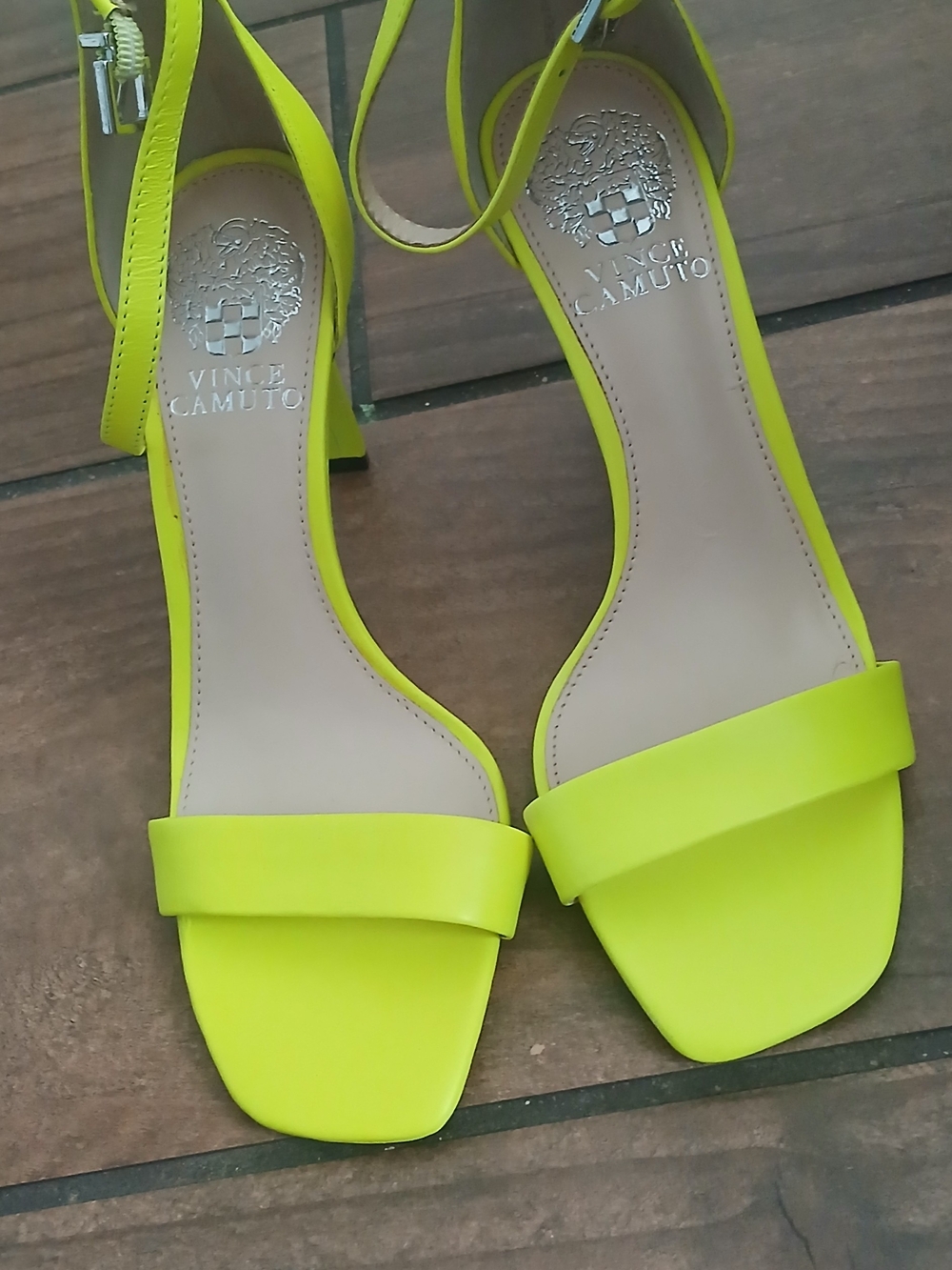 Vince Camuto Lauralie Yellow Ankle-Strap Block Heel Sandals